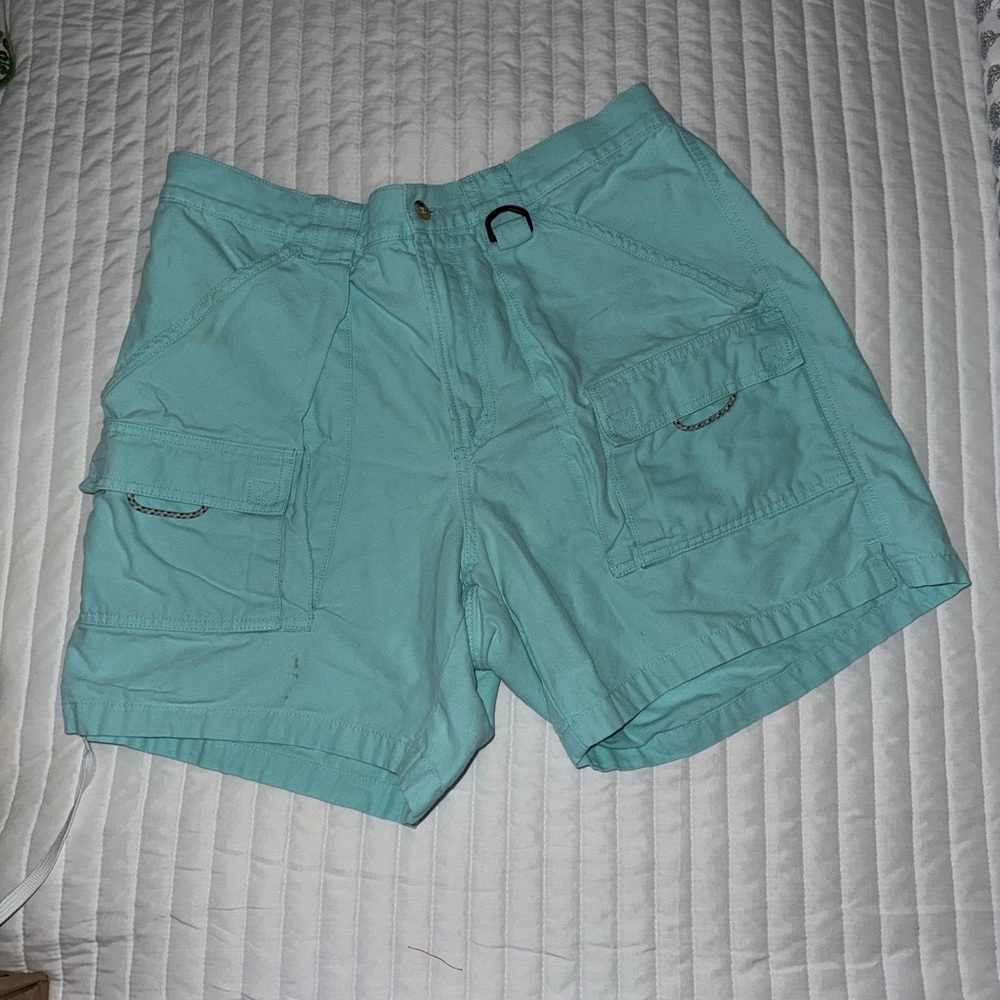 Blue Cargo Shorts with Elastic Waistband